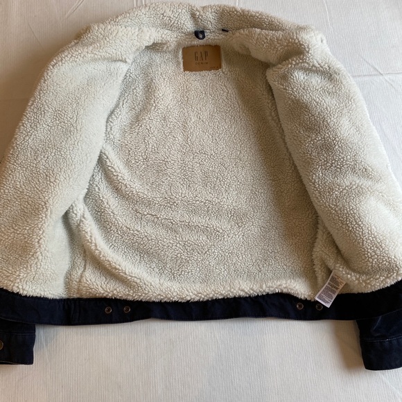 Gap navy Sherpa Lined Trucker Jacket Mens Small - Picture 2 of 7